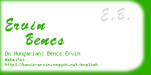 ervin bencs business card